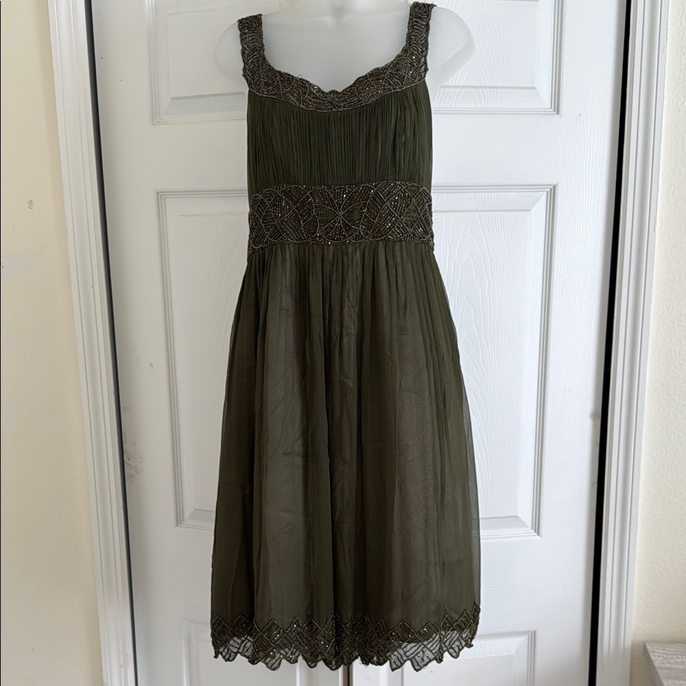 Adrianna Papell Dark Green Midi Dress